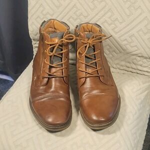 Madden Men's Brown Lace-Up Side Zipper Ankle Dress Boots Round Toe US 13